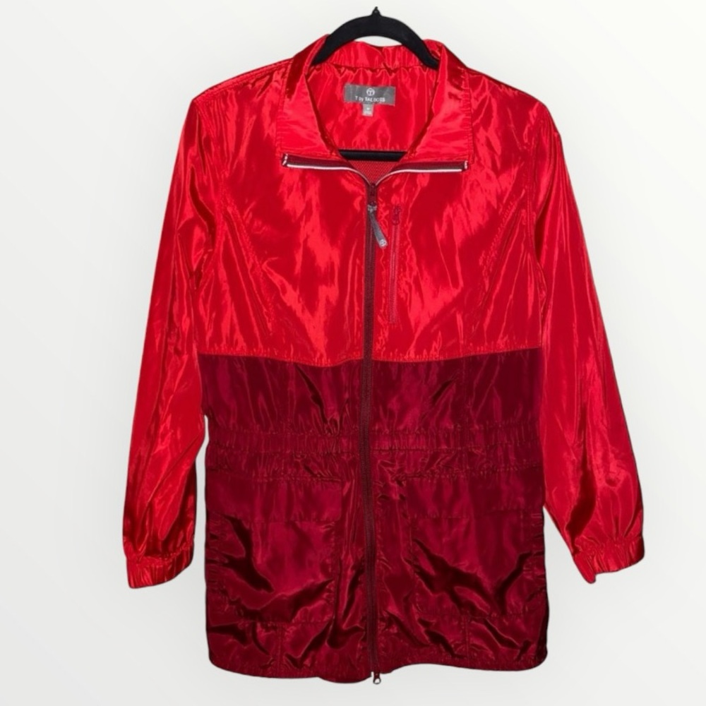 T By Talbots Red Colorblock Windbreaker Jacket - image 1